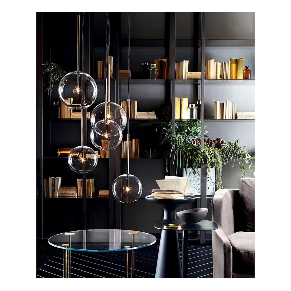 Taklampa Hängande Glasglob SVART KROM 15 cm APP1682-1CP