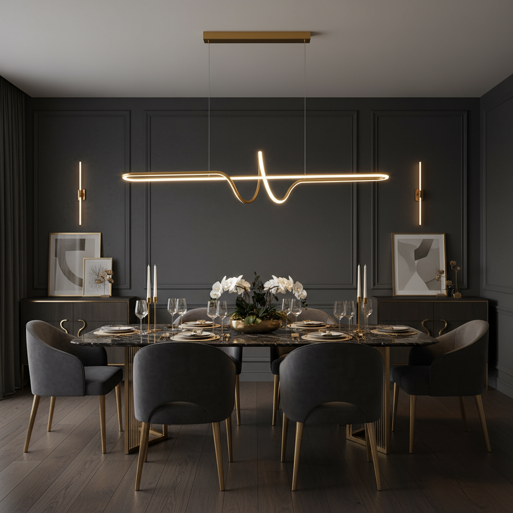 HÄNGANDE TAKLAMPA LED LHJ038-CP GULDBORSTAD