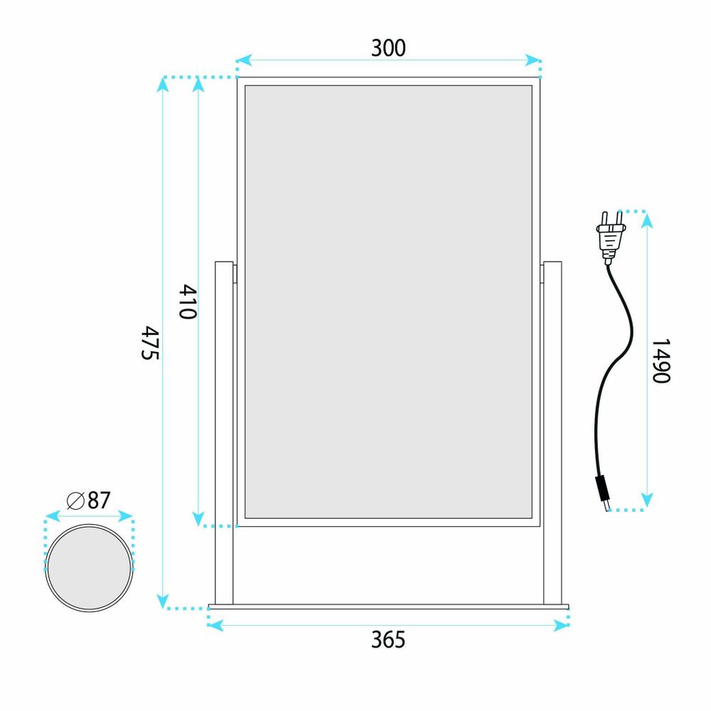 LED-spegel LUMI Black 30x40cm