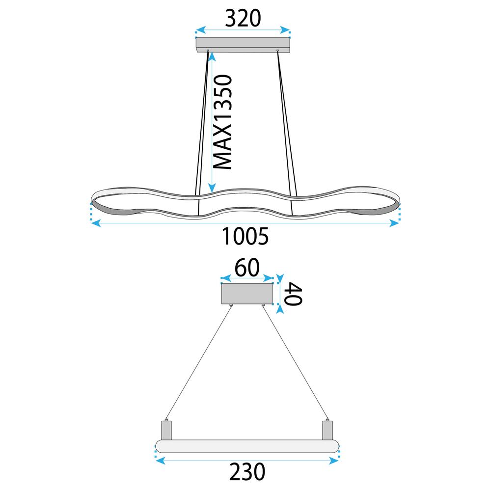 TAKLAMPA HÄNGANDE LED LHJ027-CP 100cm Guld