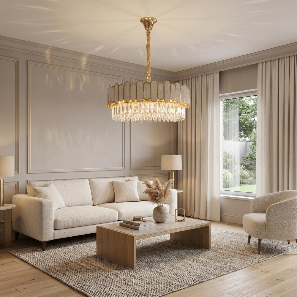 Kristall-pendellampa SWE107-CP 50cm GOLD