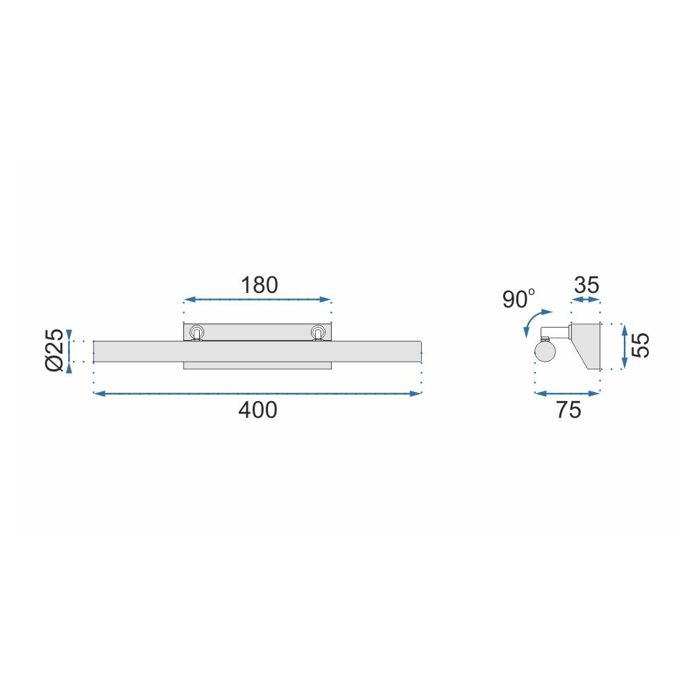 VÄGGLAMPA BADRUM LED ÖVER SPEGEL 5W 40CM APP361-1W
