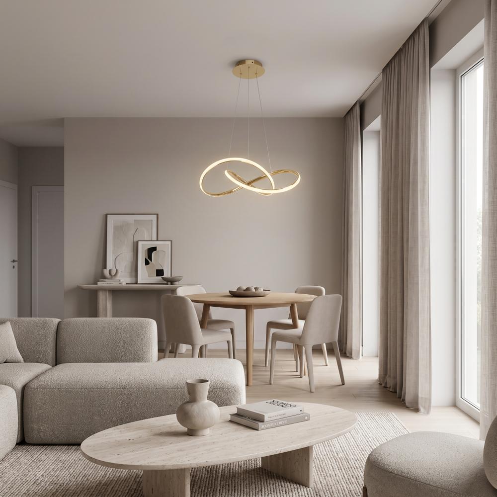 Taklampa Hängande Ring Modern LED + Fjärrkontroll APP394-CP Guld