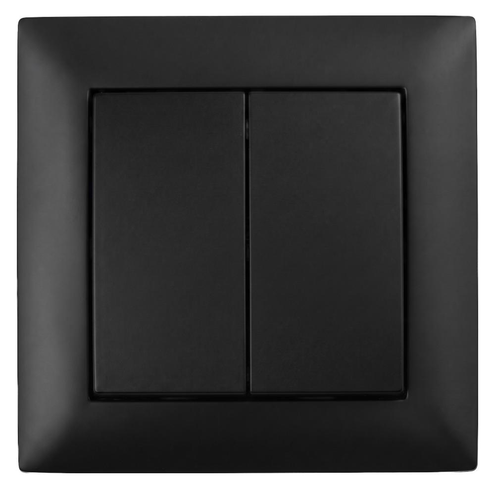 Interruptor Doble con Marco OSTE JNH007-W BLACK
