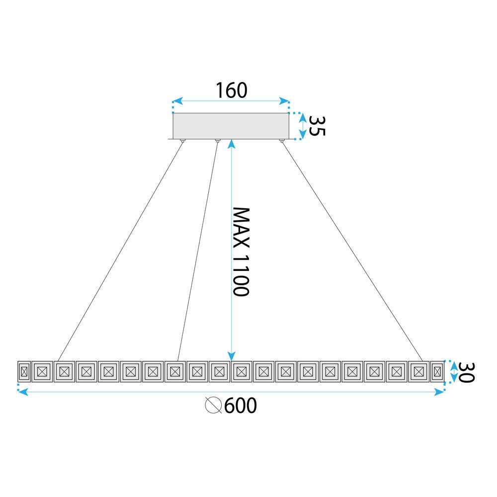 HÄNGLAMPA LED MS010-CP 59 cm Krom