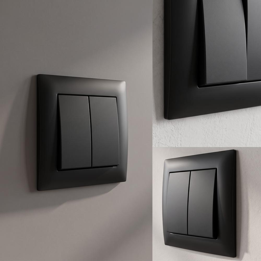 Interruptor Doble con Marco OSTE JNH007-W BLACK