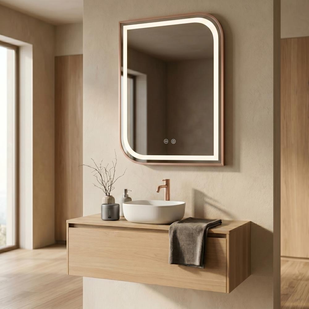 LED-VÄGGSPEGEL ZONE 80x60 BRUSH  ROSE GOLD