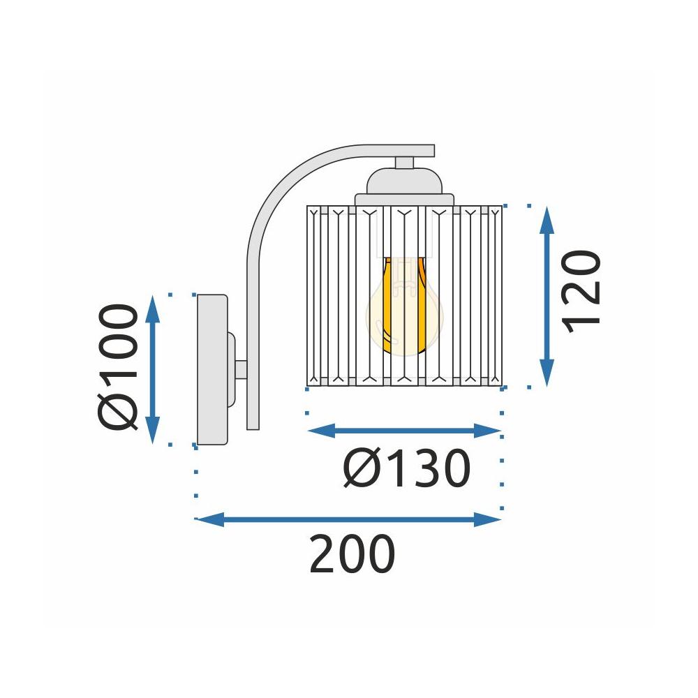 Vägglampa metall kristall APP509-1W KROM