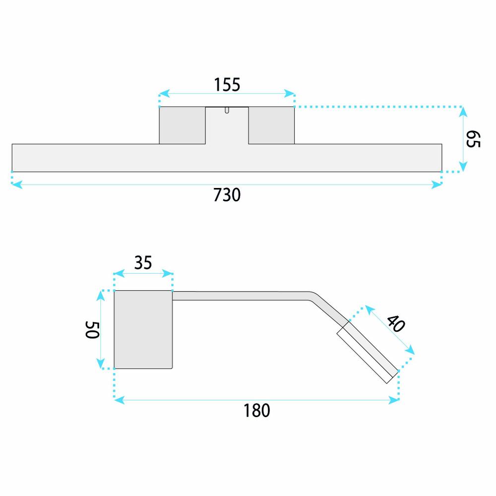 Badrum vägg LED-lampa SWE012-1W 73cm BLACK