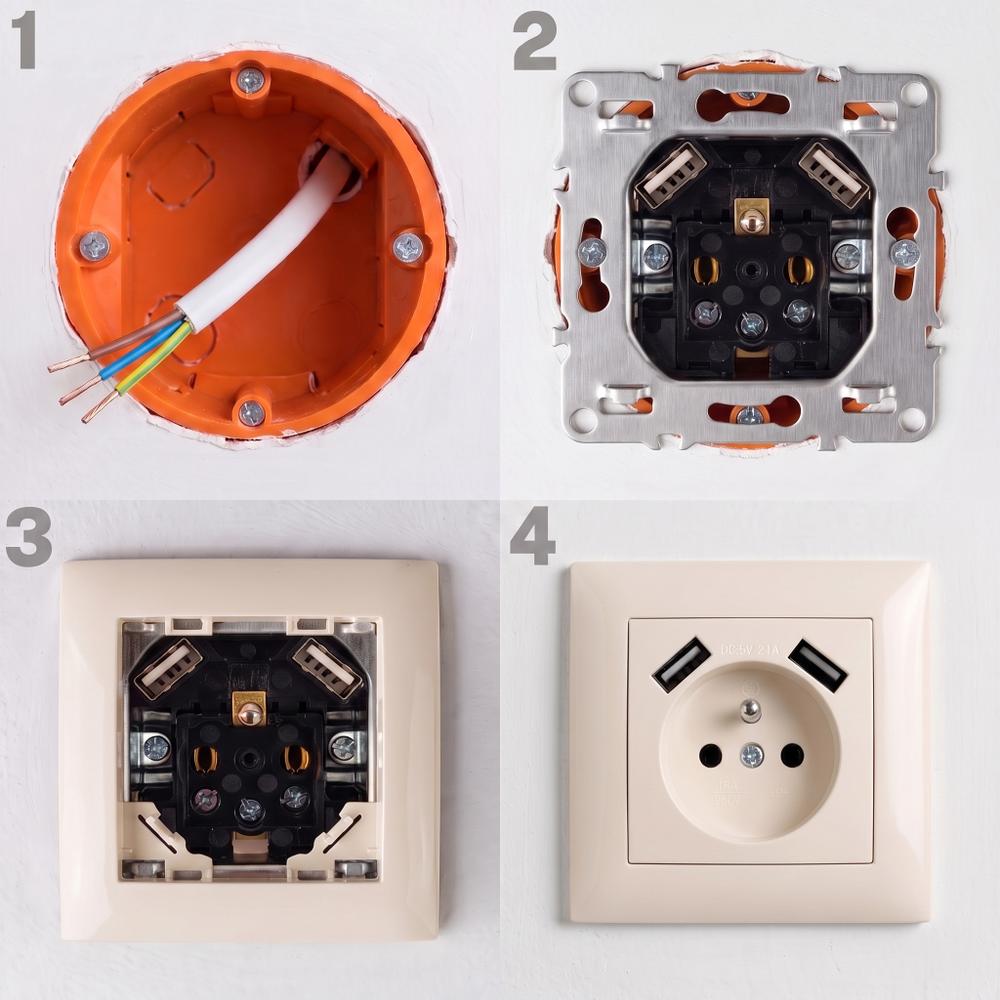 Ühekohaline maandusega pistikupesa + 2x USB-A OSTE JNH003-G Beige