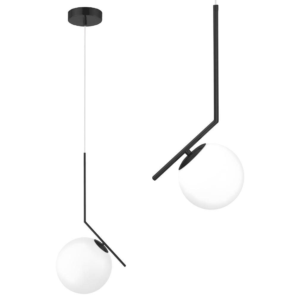 Taklampa Hängande Glasglob G107-1W Svart Vit
