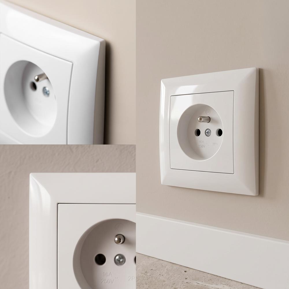 Single grounded socket with frame OSTE JNH001-G White