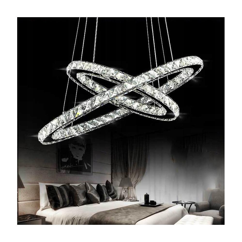 Crystal taklampa Ring 50+30 cm med fjärrkontroll APP418-CP
