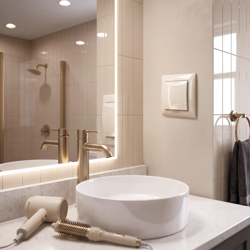 Единичен контакт със заземяване и капаче с рамка OSTE JNH005-G Beige