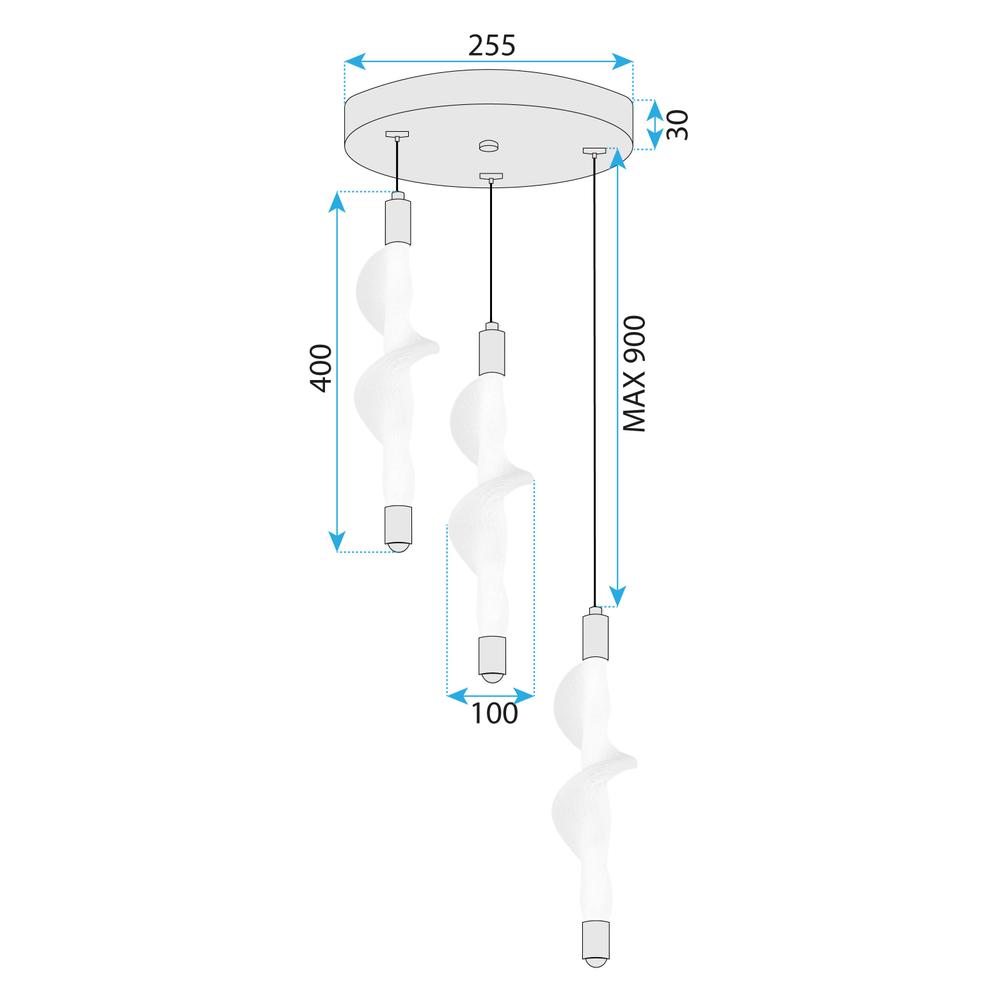 HÄNGLAMPA LED G009-3CPR VIT/GULD