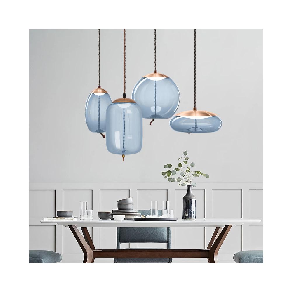 LED Glaspendellampa Tak APP443-CP Blå
