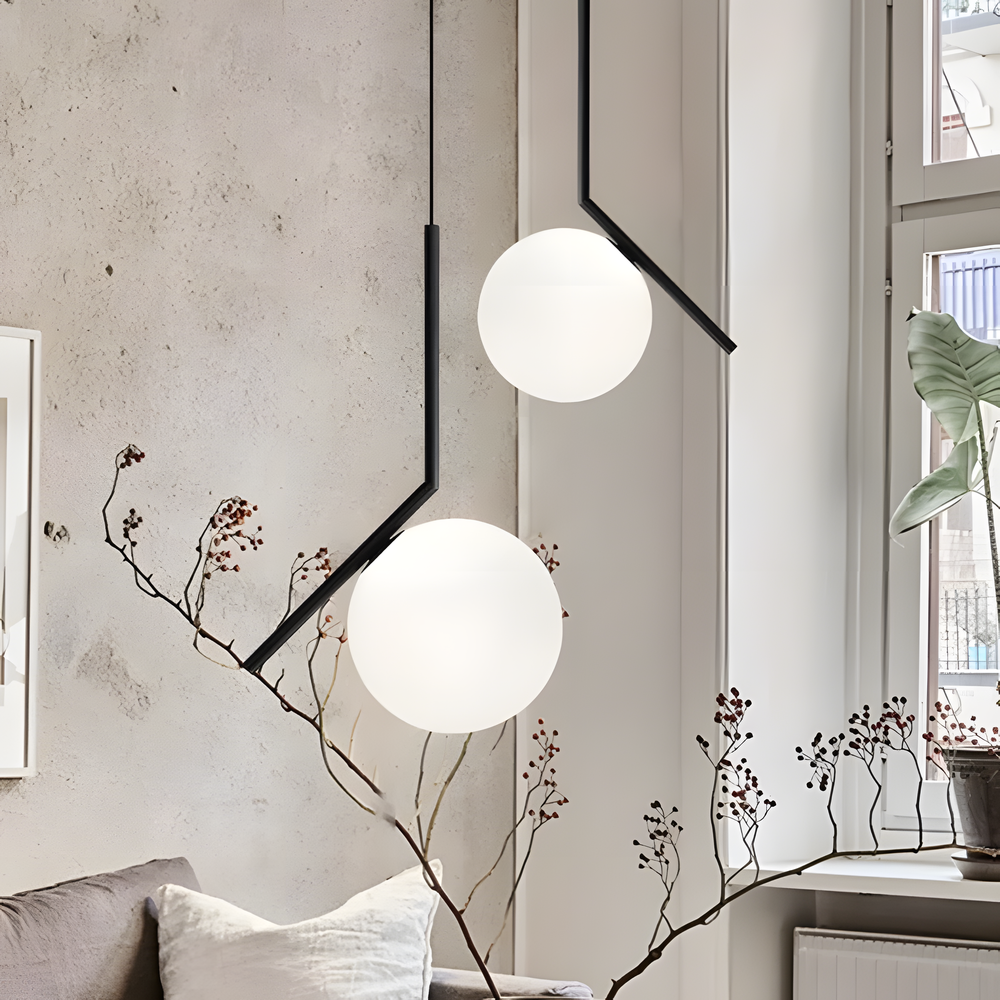 Taklampa Hängande Glasglob G107-1W Svart Vit