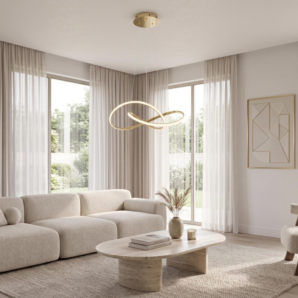 Taklampa Hängande Ring Modern LED + Fjärrkontroll APP394-CP Guld