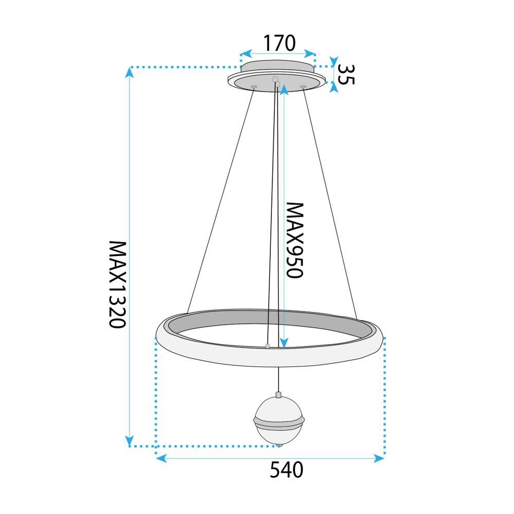 HÄNGENDE TAKLAMPA G142-CP 50 cm Guld