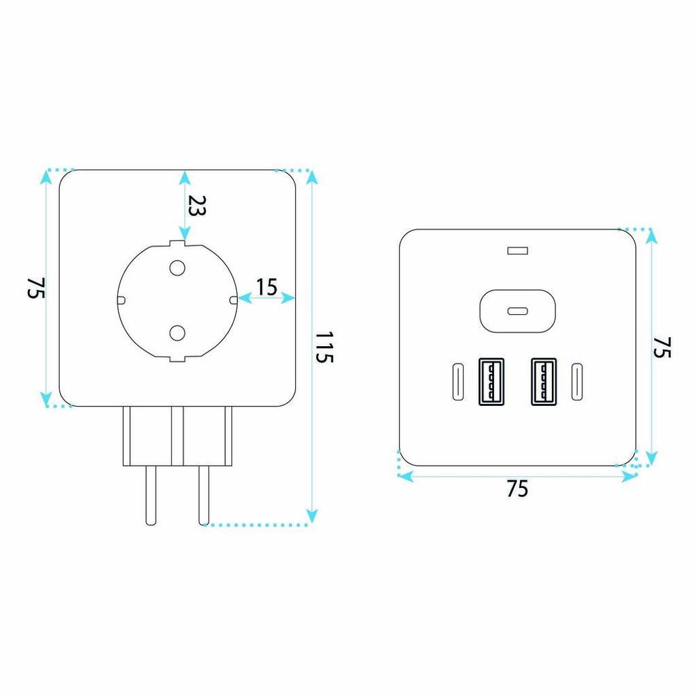 7-in-1 Würfel-Mehrfachsteckdose JNH019 White