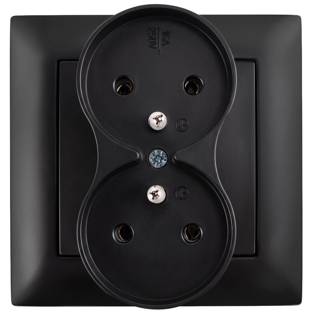 Doble enchufe con toma de tierra y marco OSTE JNH002-G Black