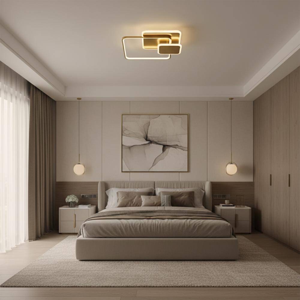 Taklampa APP1714-C LED-plafond Borstad Guld + fjärrkontroll