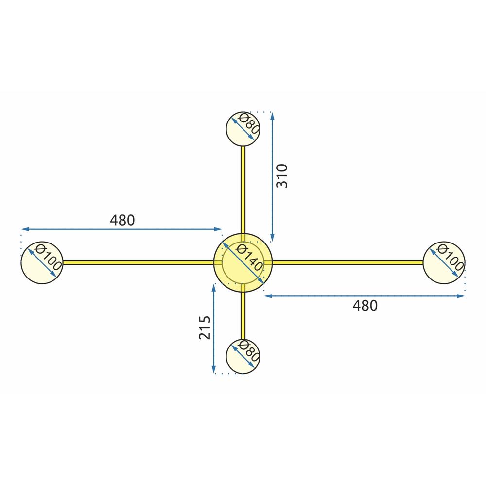 TAKLAMPA 4-ARMAD LED APP520-4C Guld