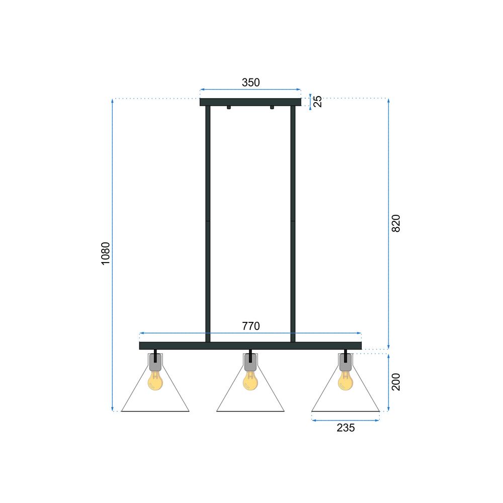 GLAS METALL TAKLAMPA APP318-3CP