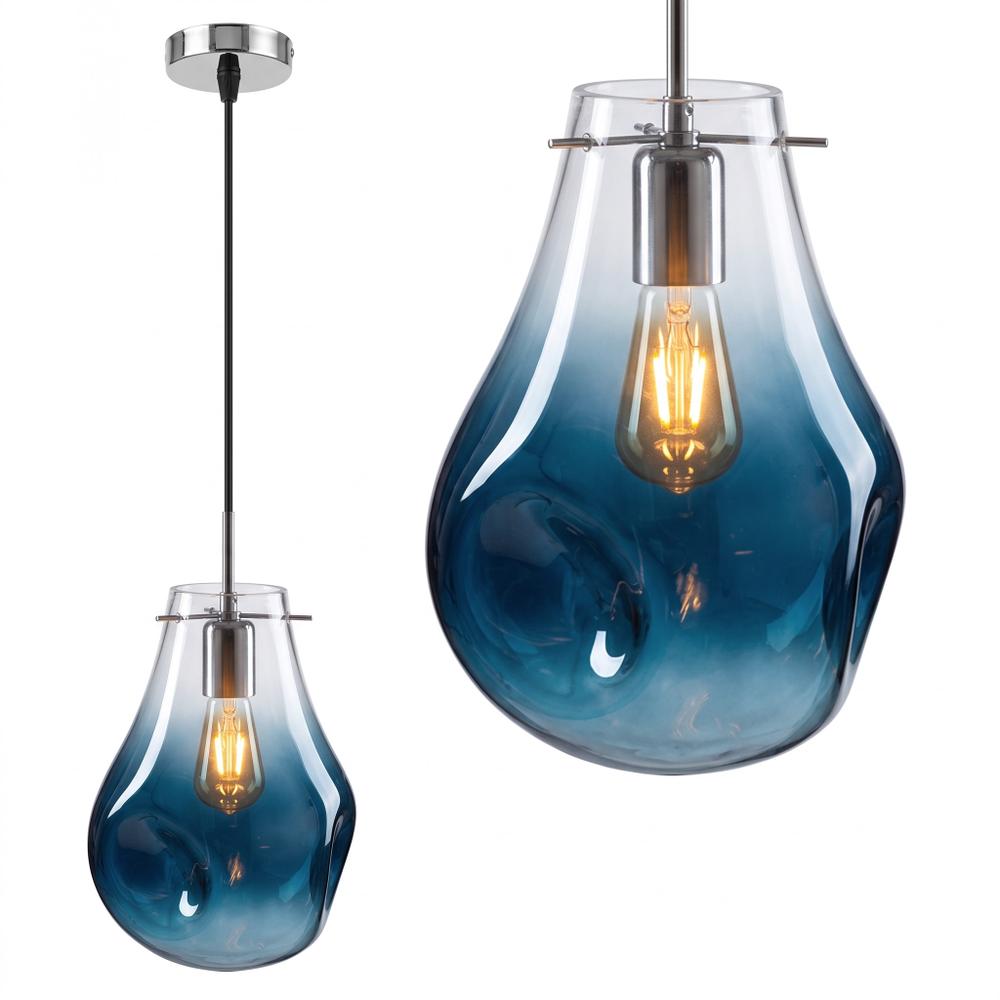Lampa Sufitowa Wisząca Szklana APP327-1CP NIEBIESKA