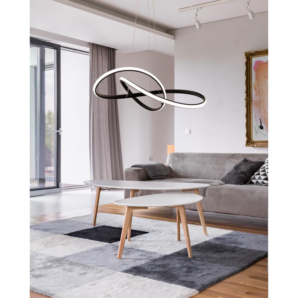 Taklampa Hängande Ring Modern LED + Fjärrkontroll APP395-CP Svart