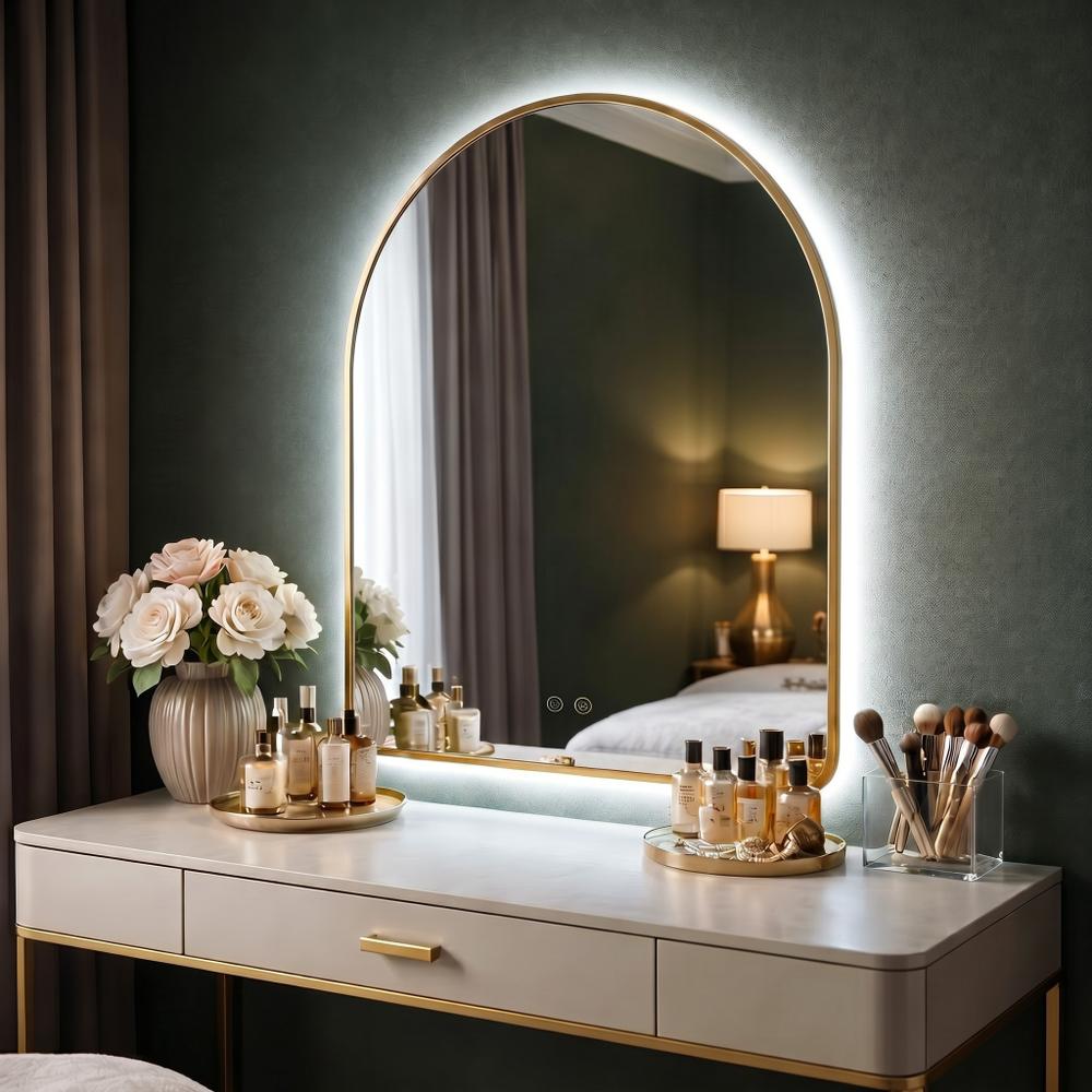 LED-VÄGGSPEGEL 80x60cm CAMLOT Brush Gold