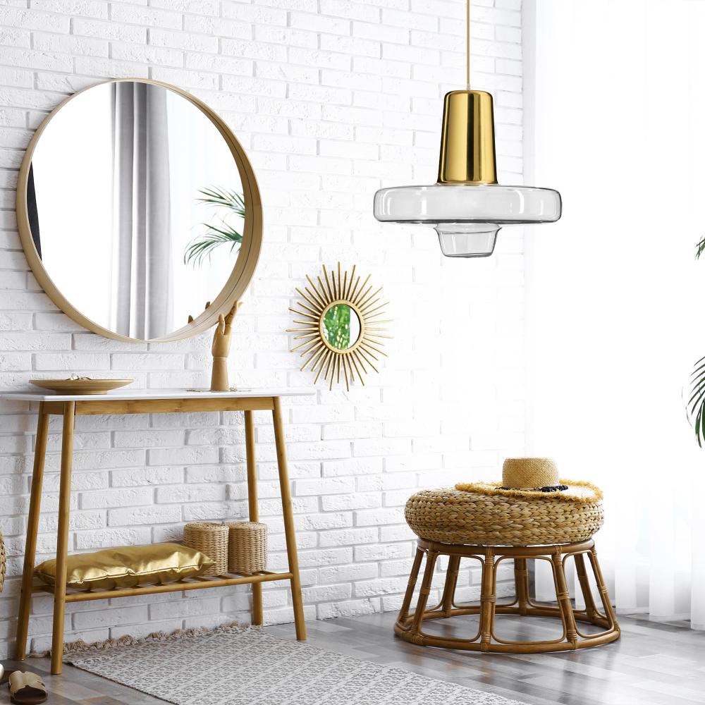 Hänglampa i Glas och Metall LED APP553-1CP Guld