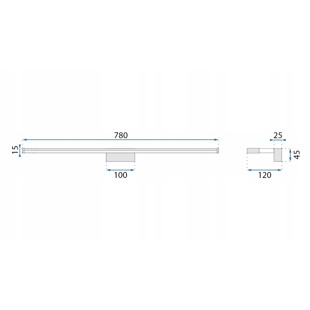 LAMPA VÄGGLAMPA BADRUM LED ÖVER SPEGEL 15W 78CM APP370-1W KROM