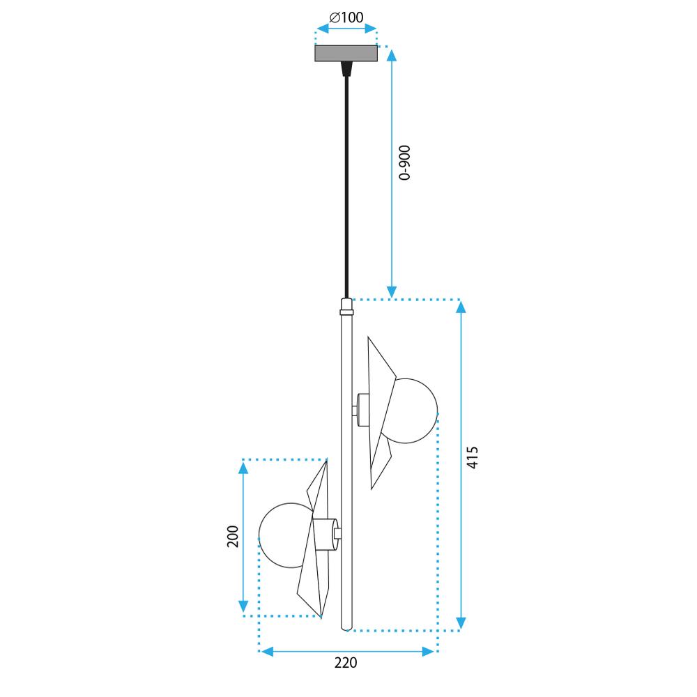 HÄNGENDE TAKLAMPA APP1410-CP SVART/GULD
