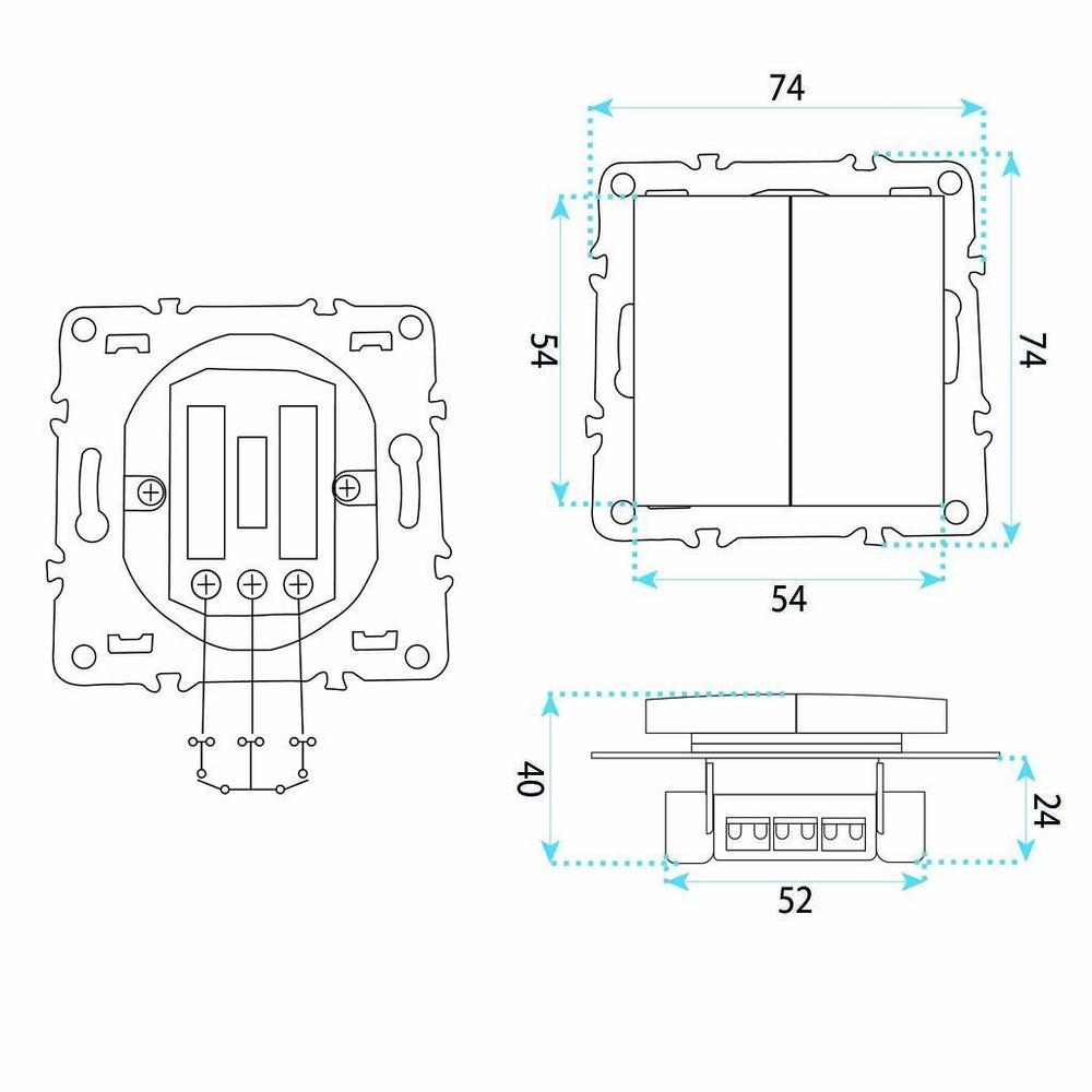 Interruptor Doble OSTE JNH007-W BLACK