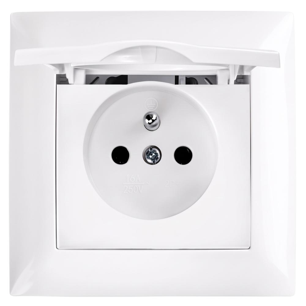 Vienvietīga rozete ar zemējumu un vāciņu OSTE JNH005-G White