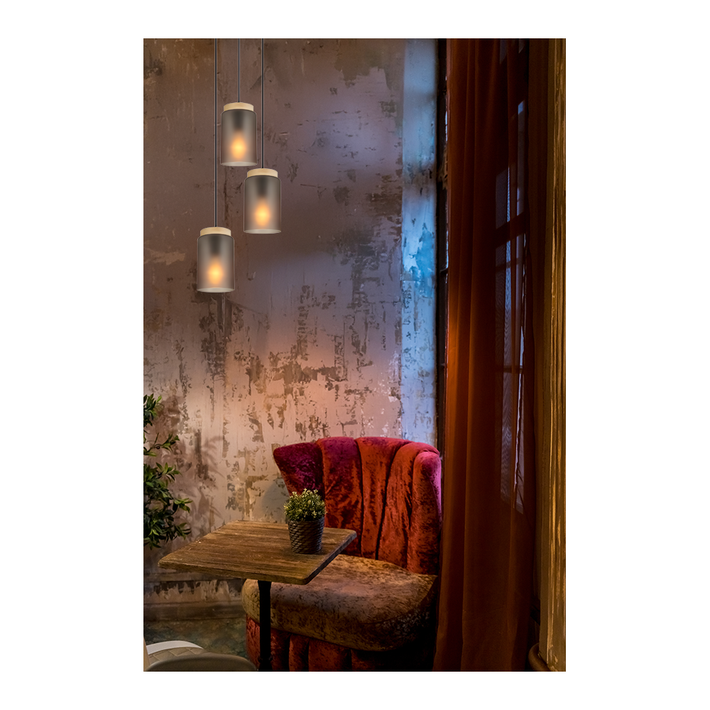 TAKLAMPA HÄNGANDE APP1811-3CPR Frosted Grey