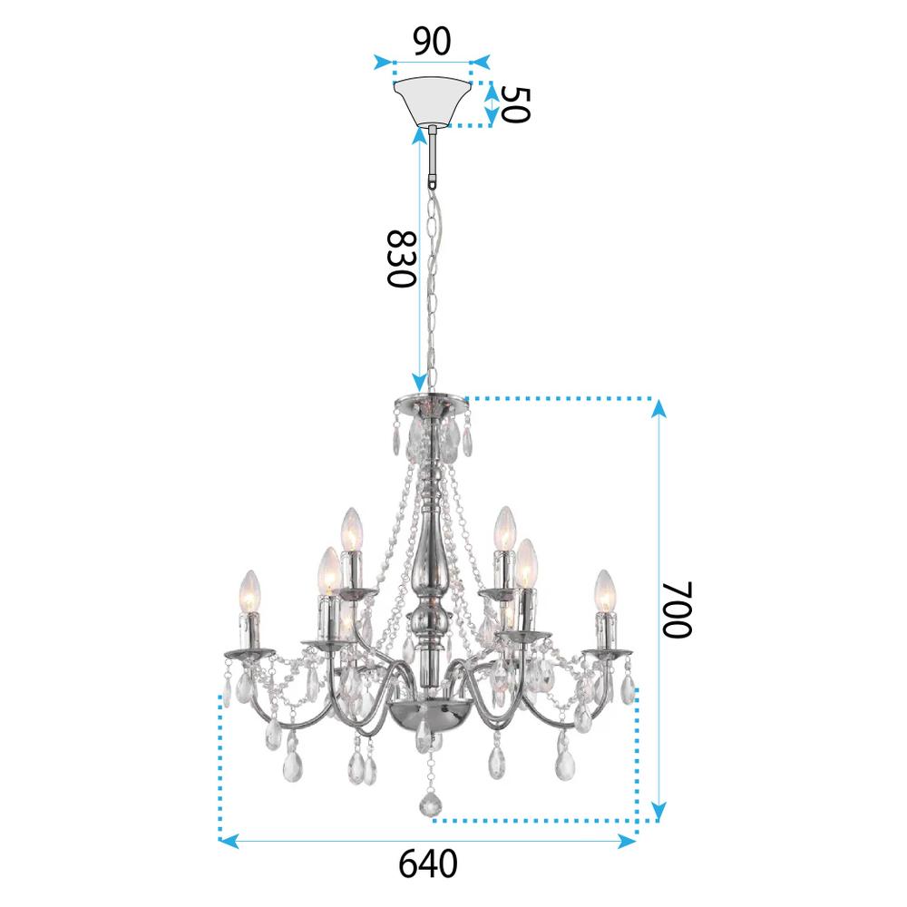 HÄNGANDE TAKLAMPA EBT016-9CP KROM