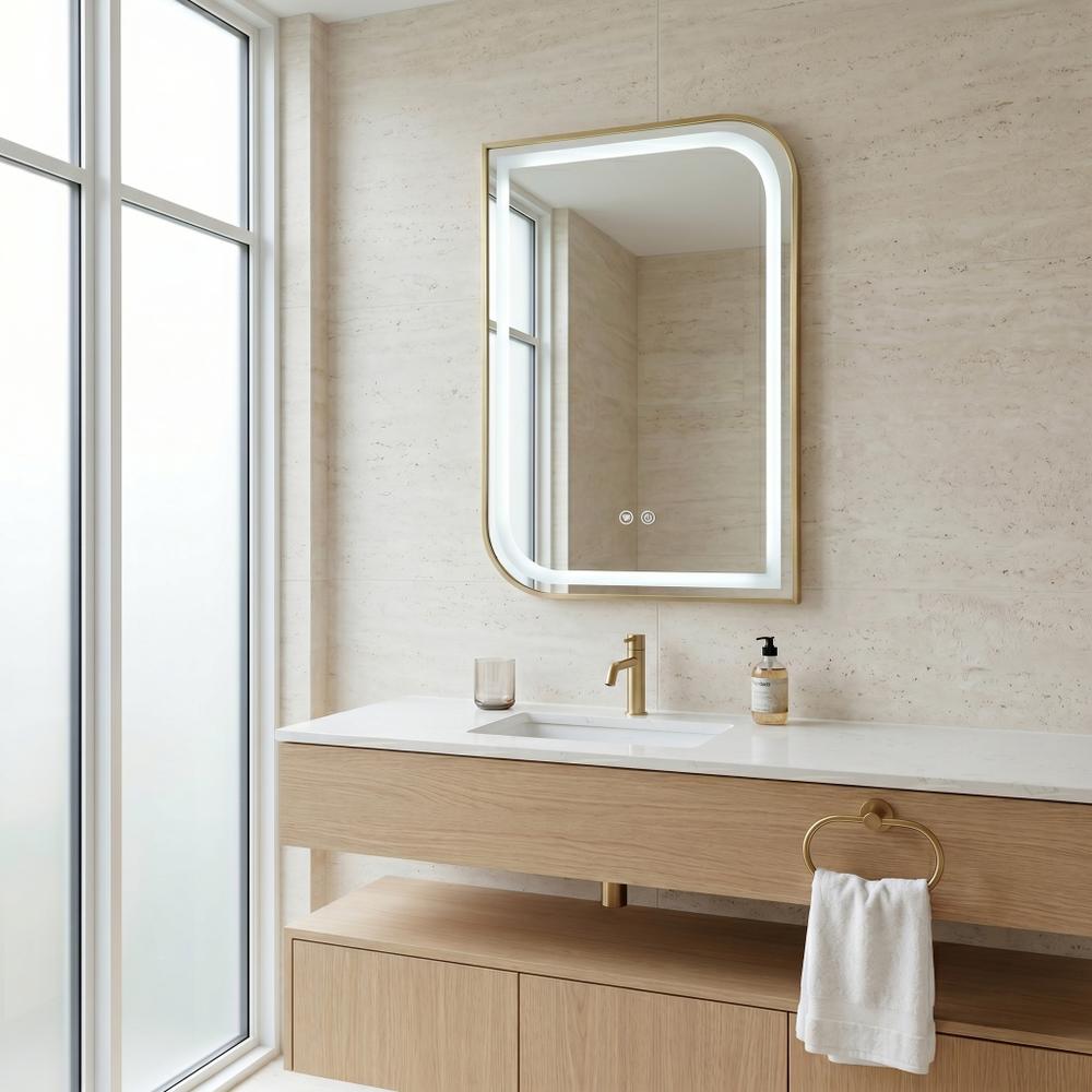 LED-VÄGGSPEGEL ZONE 70X50 BRUSH GOLD