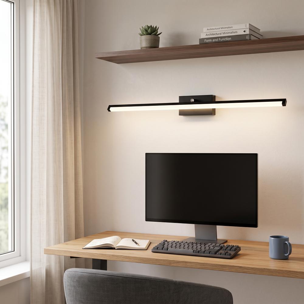 LED vonios sieninė lempa virš veidrodžio 20W 100CM APP375-1W JUODAS