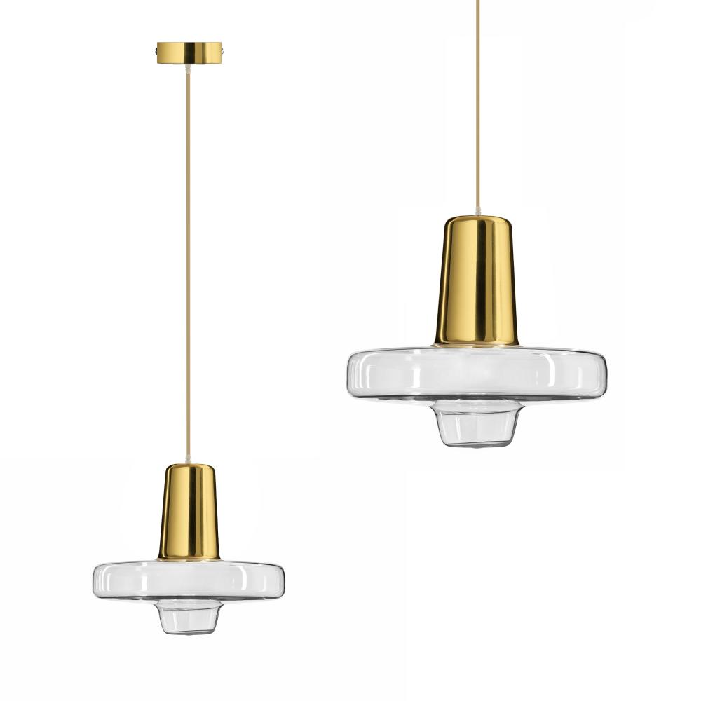 Hänglampa i Glas och Metall LED APP553-1CP Guld