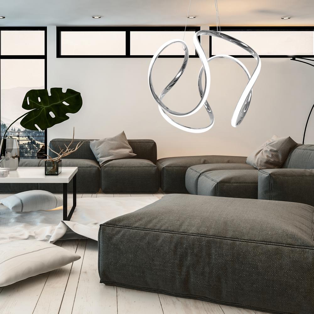 Modern takpendlad LED-taklampa med fjärrkontroll APP385-CP KROM