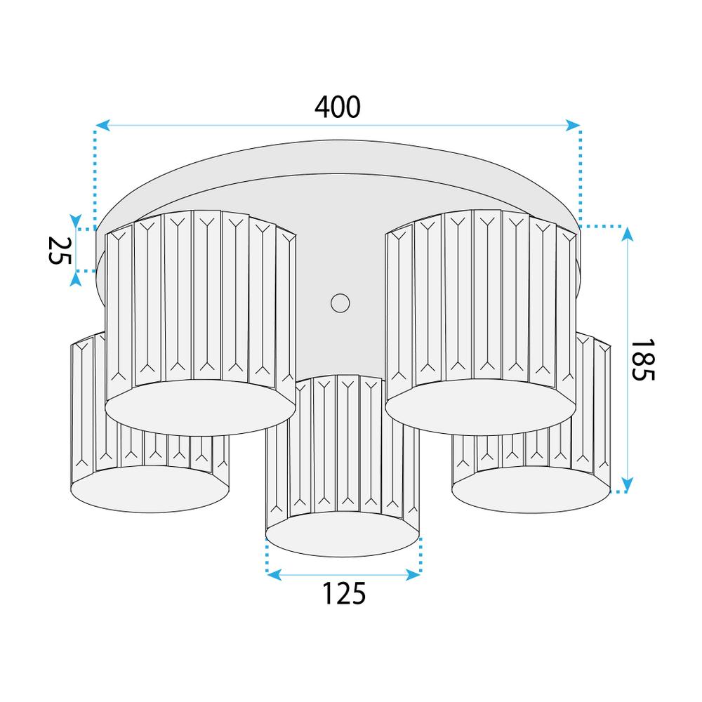 Kristalltaklampa EBT023-5C SVART