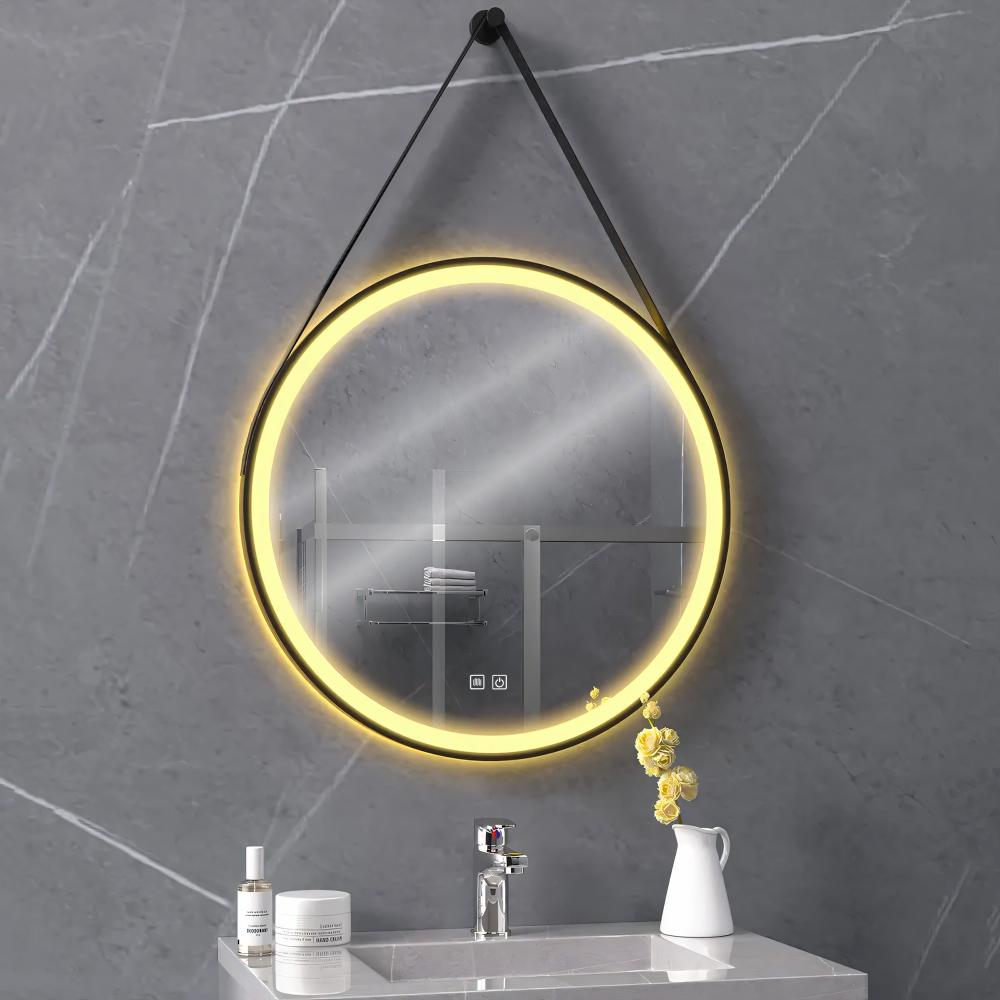 RUNT LED-SPEGEL HÄNGANDE I REM 70 cm 104