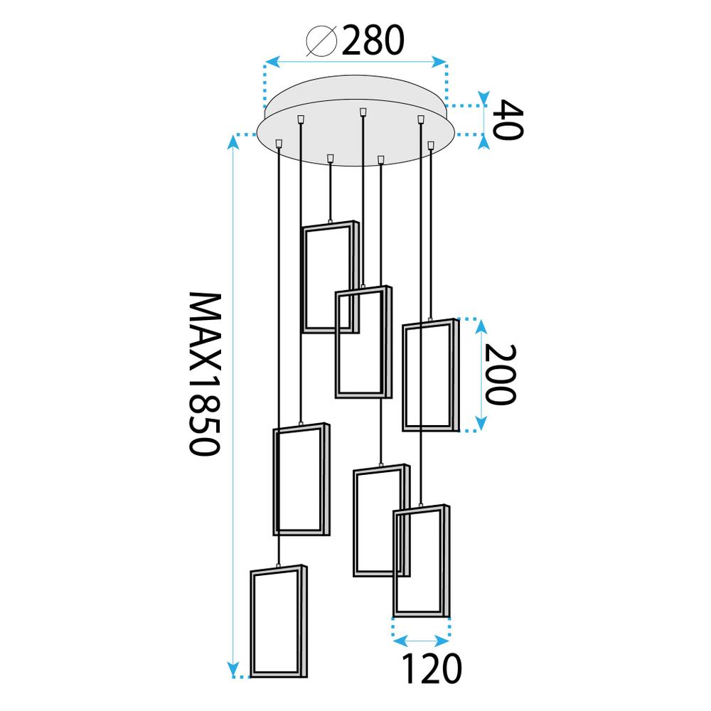 HÄNGENDE LED TAKLAMPA LHJ089-7CP SVART
