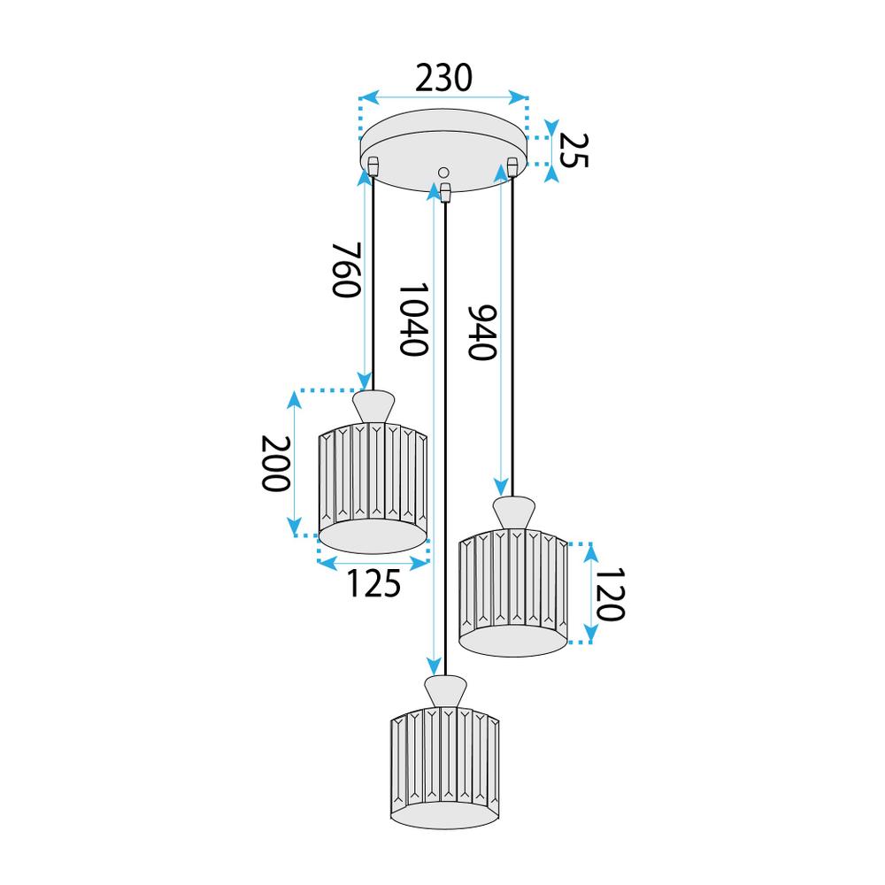 HÄNGENDE TAKLAMPA EBT025-3CP SVART