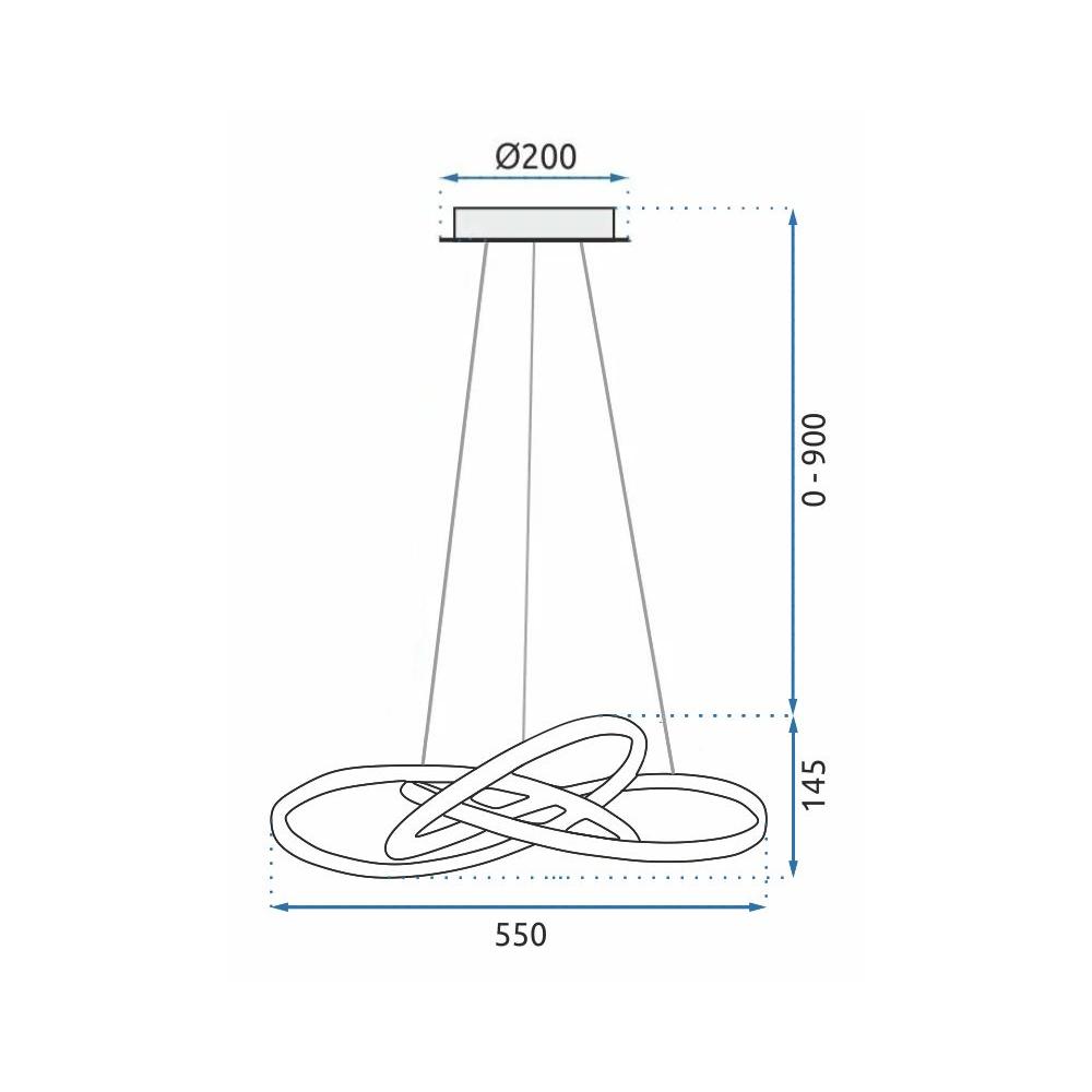 Taklampa Hängande Ring Modern LED + Fjärrkontroll APP396-CP Vit