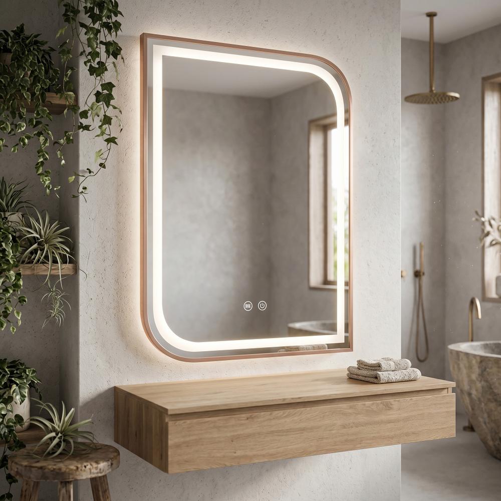 LED-VÄGGSPEGEL ZONE 80x60 BRUSH  ROSE GOLD