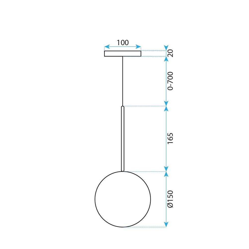 Taklampa Hängande Glasglob SVART KROM 15 cm APP1682-1CP