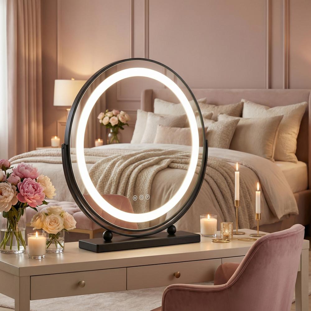 Spegel LED MAKE-UP Svart 40 cm